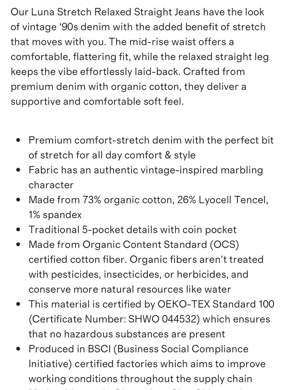 Quince Luna Stretch Relaxed Straight Jeans | Size 30 - Picture 4 of 11